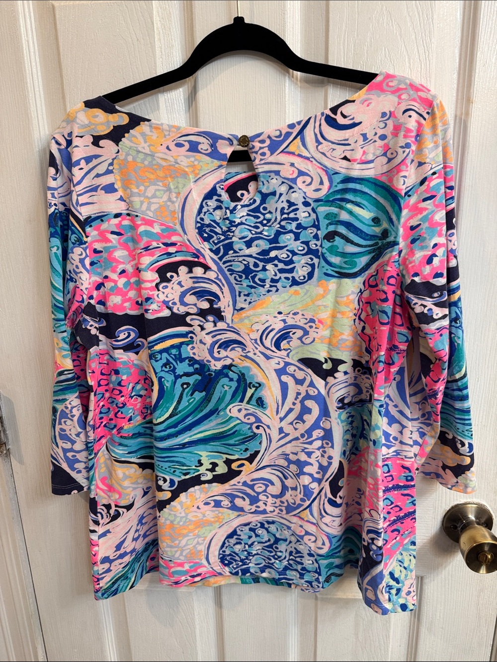Lilly Pulitzer Women’s Wave-Print Swim Coverup in Blue, Teal, Pink & Cream - Picture 3 of 4